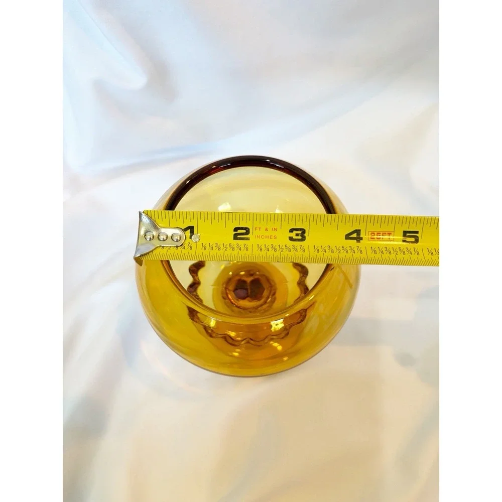 Vintage Viking Glass Amber Princess 5271 Flowerlite Footed Flower Bowl Compote